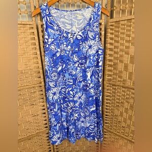 Lilly Pulitzer Blue and White Floral Dress Size Large
